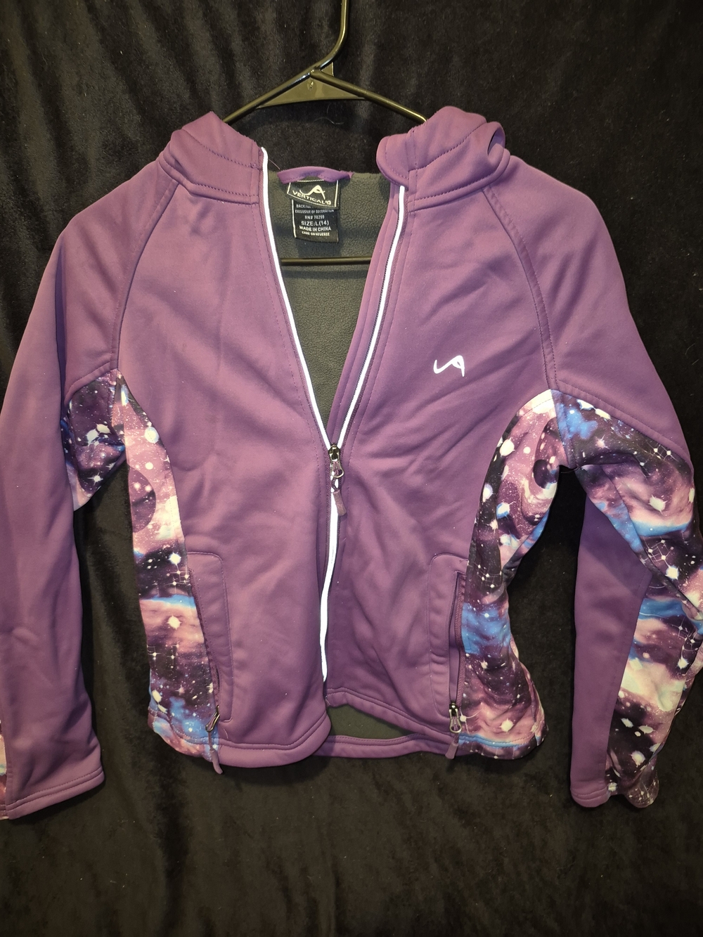 Avia Girls' Purple Galaxy-Panel Zip Hoodie Jacket